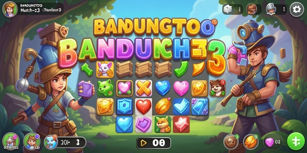 Tampilan gameplay menarik dalam game Match-3 BANDUNGTOTO.