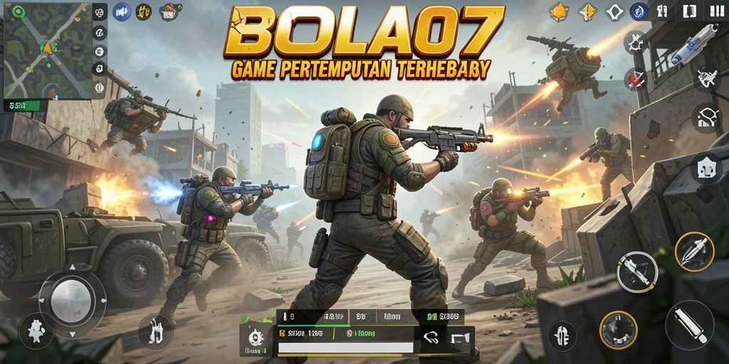 Screenshot BOLA07 menampilkan aksi seru dalam gameplay Battle Royale.