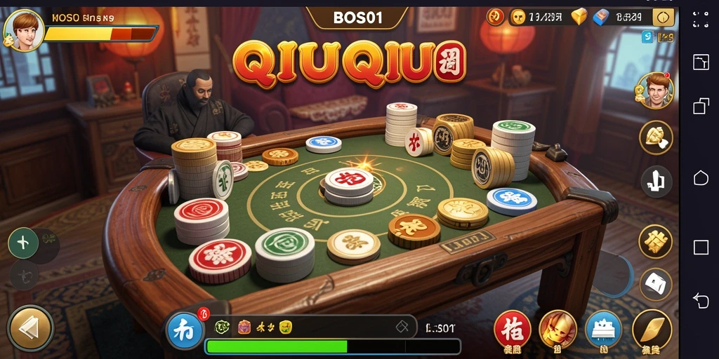 Tampilan utama gameplay QiuQiu di BOS01 yang seru dan menarik.