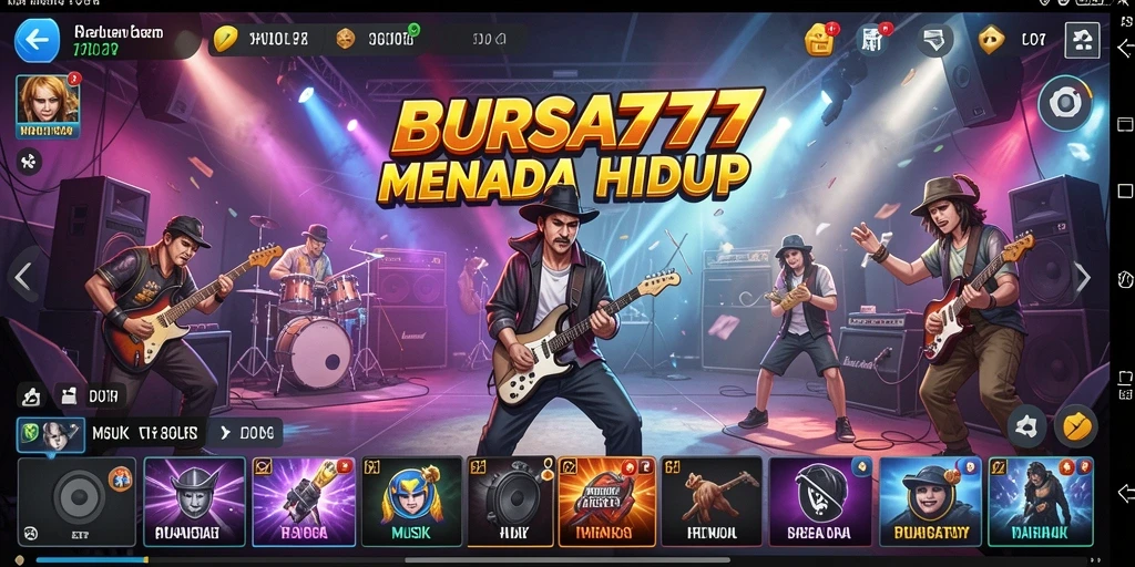 Tampilan gameplay BURSA777 dengan berbagai alat musik interaktif.
