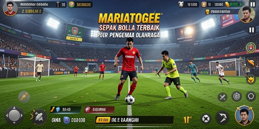 Tangkapan layar MARIATOGEL menampilkan aksi sepak bola yang intens dan mendebarkan.