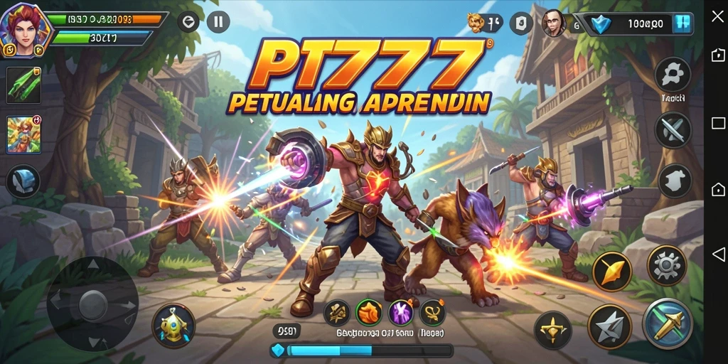 Tampilan seru gameplay PT777 dengan aksi petualangan yang mendebarkan.