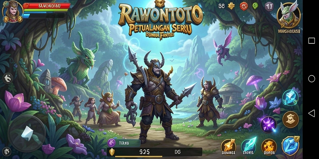Tampilan gameplay seru dalam RAWONTOTO yang menunjukkan aksi pertarungan karakter.