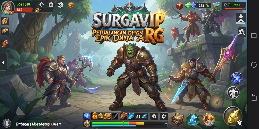 Tampilan gameplay SURGAVIP yang epik dan mendalam.